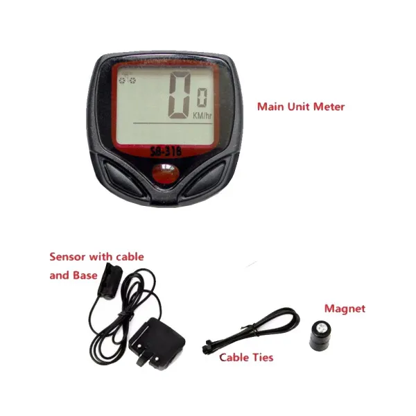 Ψηφιακό Αδιάβροχο Ταχύμετρο Ποδηλάτου SB-318 Μαύρο