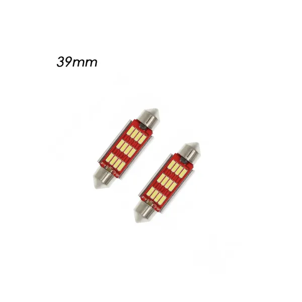 Σετ LED Πλαφονιέρας C5W 39mm 12V 12 SMD Ψυχρό Λευκό 6000K 2τμχ