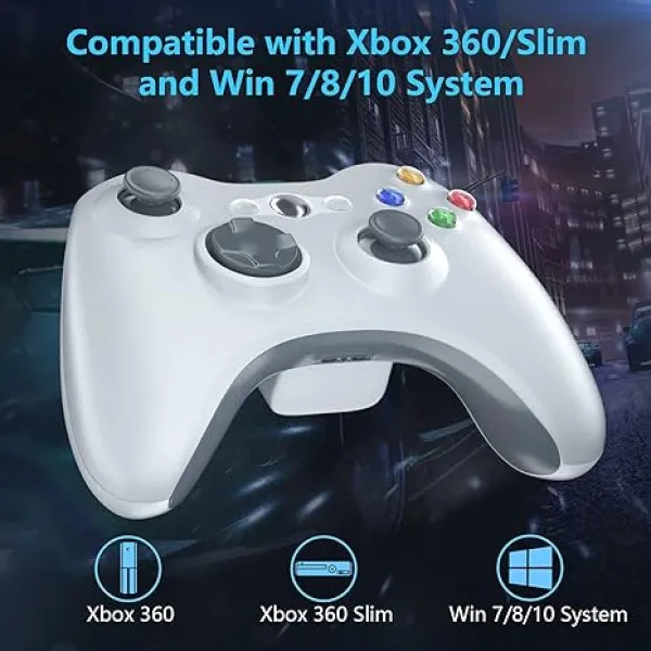 Wireless Gamepad White With Adapter Ασύρματο Χειριστήριο Άσπρο - PC / Xbox 360 Controller Άσπρο