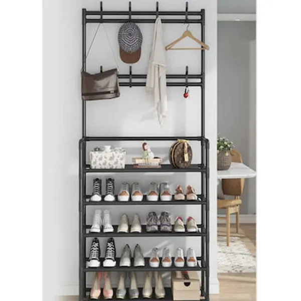 Έπιπλο Εισόδου με Κρεμάστρα και Παπουτσοθήκη 5 Επιπέδων 170x80x26cm 0098 Μαύρο