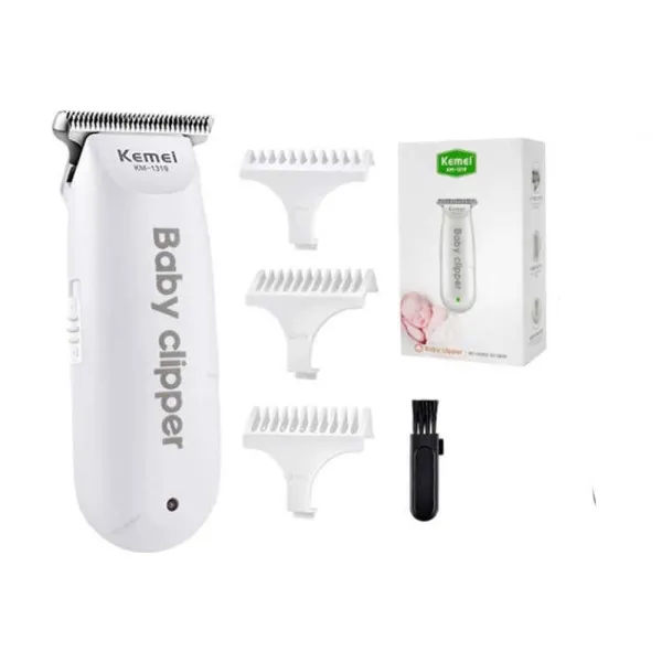 Επαναφορτιζόμενη Κουρευτική Μηχανή για Μωρά με 3 Ανταλλακτικές Κεφαλές Kemei KM-1319 Λευκή