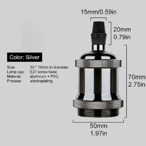 Ντουί Ε27 ρετρό με καλώδιο 1 μέτρου και βάση για το ταβάνι DY-24