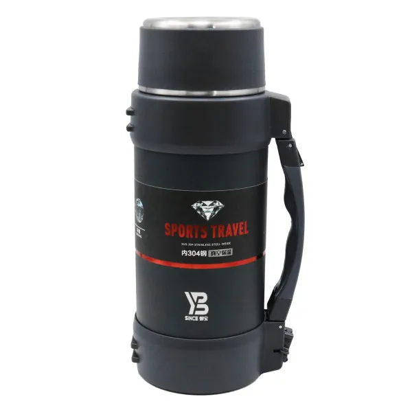 Μπουκάλι Θερμός με Ποτήρι και Ενσωματωμένο Ιμάντα Μεταφοράς 1.6lt JB-4050 Μαύρο