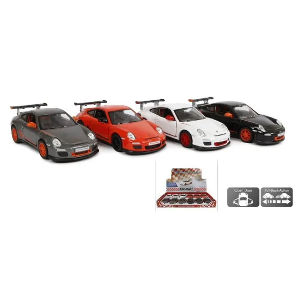 Kinsmart Porsche 911 GT3 PULLBACK. Μεταλλικο αυτοκινητο. Κλιμακα 1:36. Σετ 12 τεμαχιων. 521702-NN