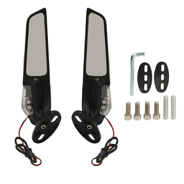Set Metalikoi Peristrefomenoi Kathreftes Opisthoporeias Motosikletas Me Fos Led Jn-2853-104