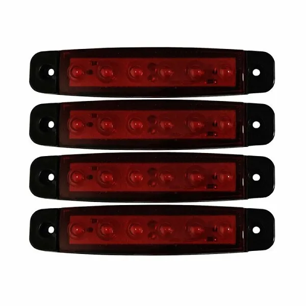 Φώτα Όγκου Φορτηγού 6LED 12-24V 4τμχ με σετ βιδών JN-2853-91 Κόκκινο