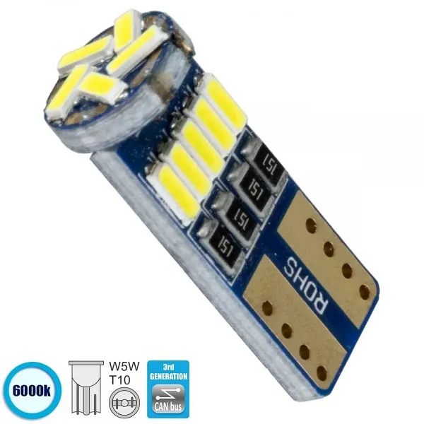 Set Led Lampes Aytokinitoy T10 12V 15 Smd 2Tmch. 42Mm 4014 W13008-1