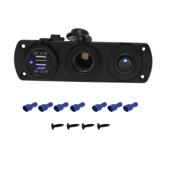 Set Diplos Usb Fortistis Aytokinitoy Kai Thyra Anaptira 12V Mple Me Ensomatomeni Vasi Panel Kai Diakopti W18388