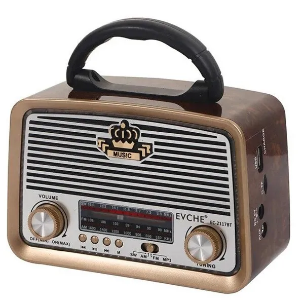 Φορητό ασύρματο Vintage ραδιόφωνο AM/FM/SW με Bluetooth ήχο κάρτας TF USB Flash Disk MP3 Player EC-2117BT