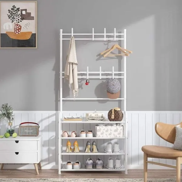 Έπιπλο Εισόδου με Κρεμάστρα και Παπουτσοθήκη 4 Επιπέδων 150x80x26cm Λευκό