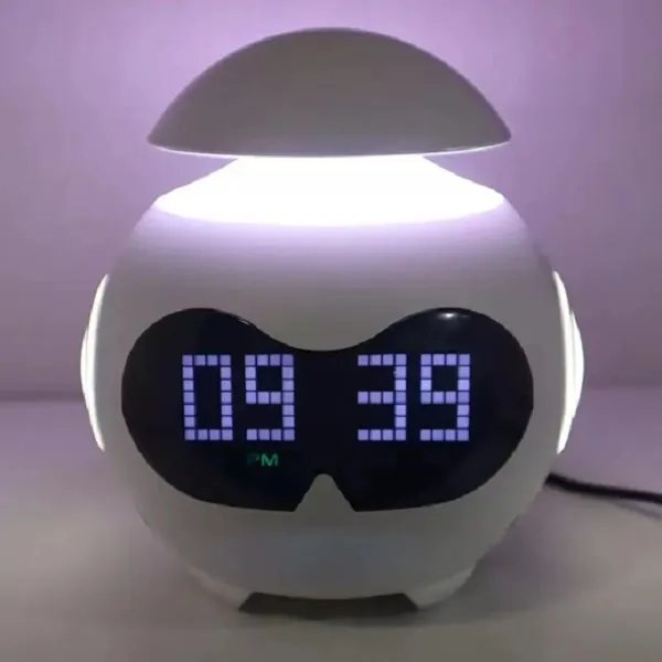 Ψηφιακό ρολόι ξυπνητήρι emoticon με οθόνι LED - ηχείο φωτιστικό με ενσωματωμένη μπαταρία λιθίου ZY-2417 Λευκό