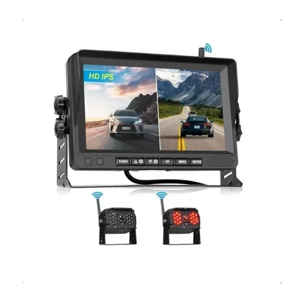 Asyrmato Systima Katagrafis Kai Opisthoporeias Fortigon / Rv Hd 1080P – Set Dvr Me Othoni Split 7" Kai 2 Adiavroches Kameres Me Nychterini Lipsi Ip69K (Emveleia 200M) Xm-209
