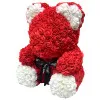 Αρκουδάκι Mohicans από τεχνητά τριαντάφυλλα Love Bear  με άσπρες πατούσες και αυτάκια 40cm 98194-1 Κόκκινο
