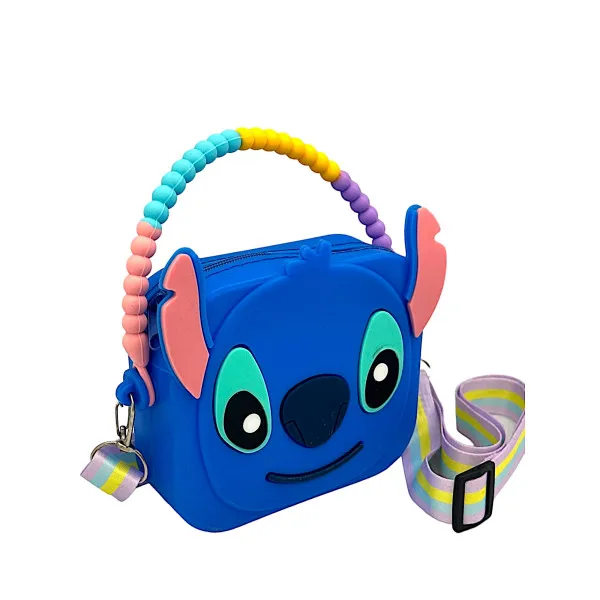 Μίνι τσαντάκι ώμου σιλικόνης Stitch με ρυθμιζόμενο ιμάντα ώμου Πορτοφόλι νομισμάτων Δώρα για παιδιά A7 Μπλε