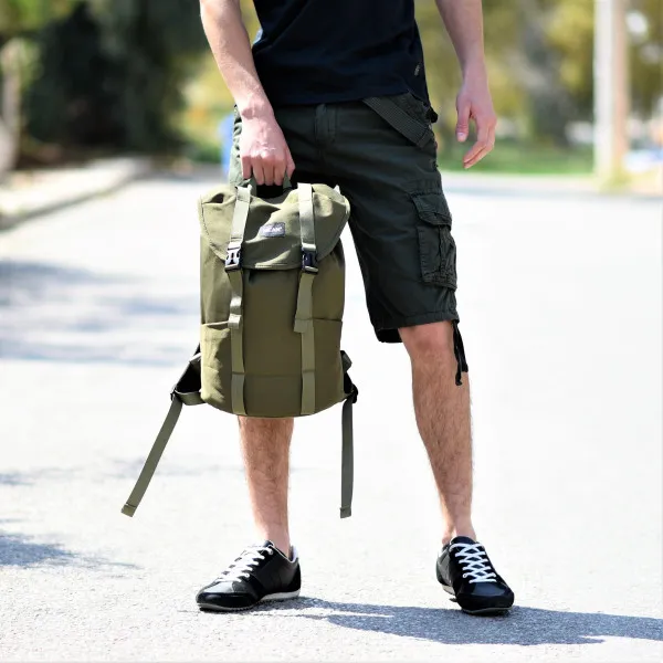 DR-2271.KHAKI ΑΝΔΡΙΚΗ ΤΣΑΝΤΑ ΠΛΑΤΗΣ ΚΑΜΒΑΣ MOHICANS