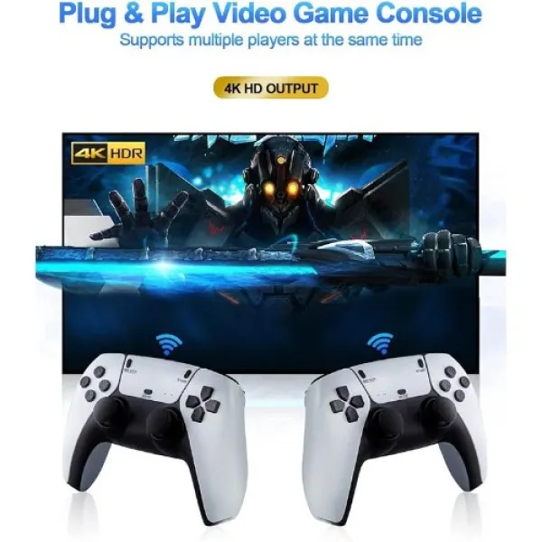 Κονσόλα παιχνιδιών τύπου PS5 με 2 ασύρματα χειριστήρια 4K Ultra Game Stick Lehuai LH-909 Λευκό