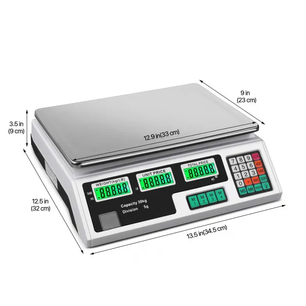 Ψηφιακή ζυγαριά λαχανικών και φρούτων 40kg διπλής οθόνης Digital Price Computing Scale LQ-6208 Λευκό