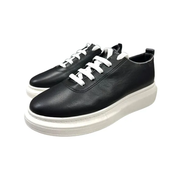 ΑΝΔΡΙΚΟ SNEAKERS ΔΕΡΜΑΤΙΝΟ ΑΣΠΡΗ ΣΟΛΑ MOHICANS ME01 ΜΑΥΡΟ