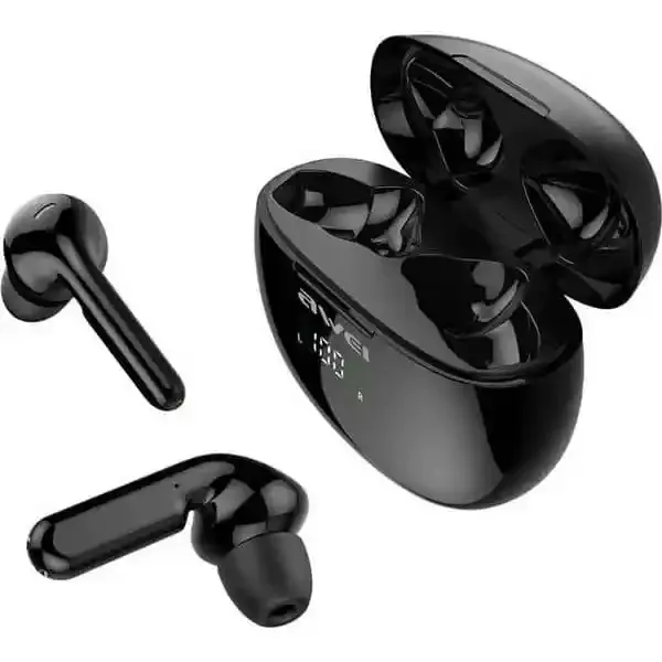 In-ear Bluetooth Handsfree Ακουστικά με Αντοχή στον Ιδρώτα και Θήκη Φόρτισης AWEI T28P ΜΑΥΡΟ