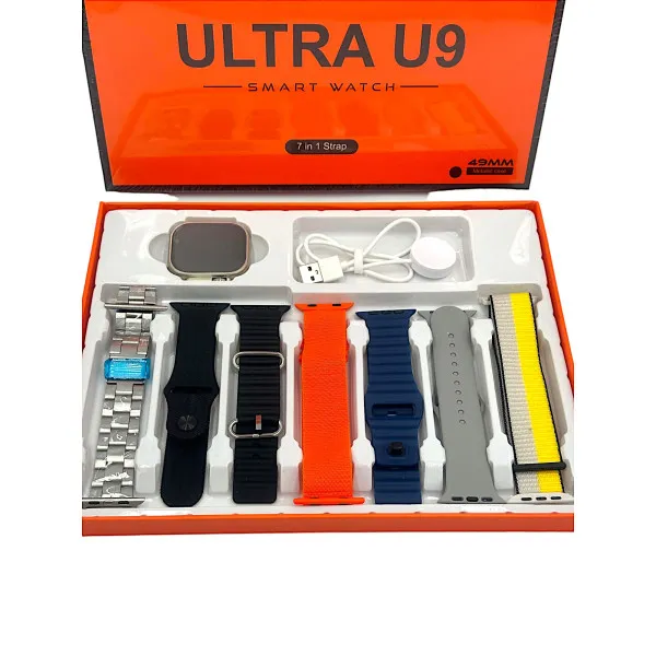 Ultra U9  Smartwatch 7 in 1 Strap Series 9 49mm Screen Μαύρο