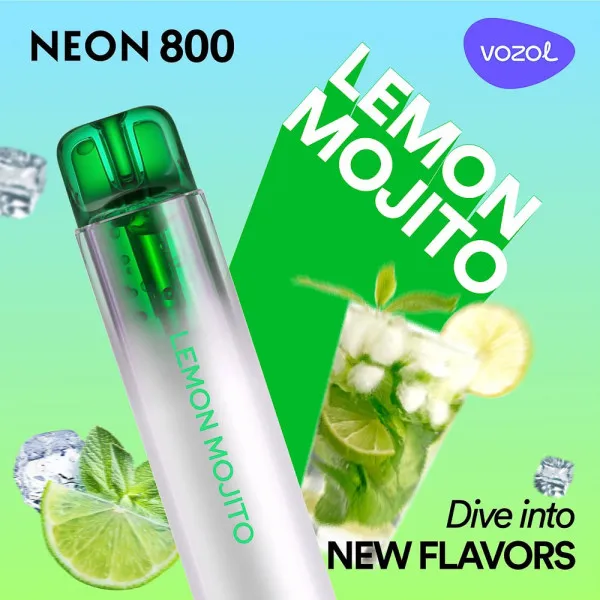 Vozol Neon 800 Lemon Mojito Ηλεκτρονικό Τσιγάρο μιας Χρήσης 800 Εισπνοών 2ml 20mg