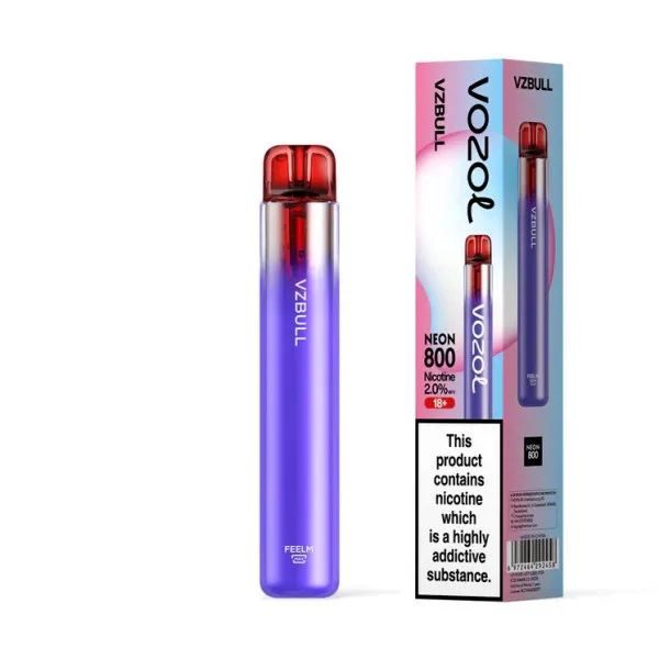 Vozol Neon 800 VzBull Ηλεκτρονικό Τσιγάρο μιας Χρήσης 800 Εισπνοών 2ml 20mg