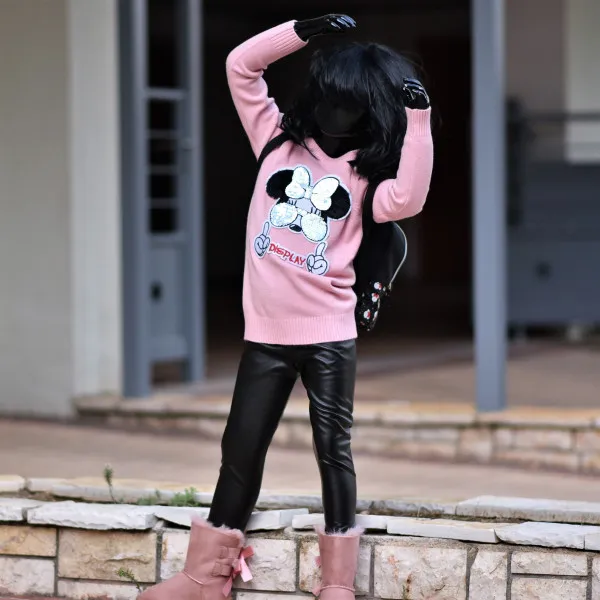 CHILDREN'S LEGGINGS LEATHER FOR GIRL MOHICANS 621.BLACK