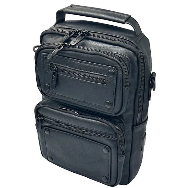 ΤΣΑΝΤΑΚΙ ΩΜΟΥ ΚΑΙ ΠΛΑΤΗΣ ΔΕΡΜΑΤΙΝΗ MOHICANS Z-759 ΜΑΥΡΟ