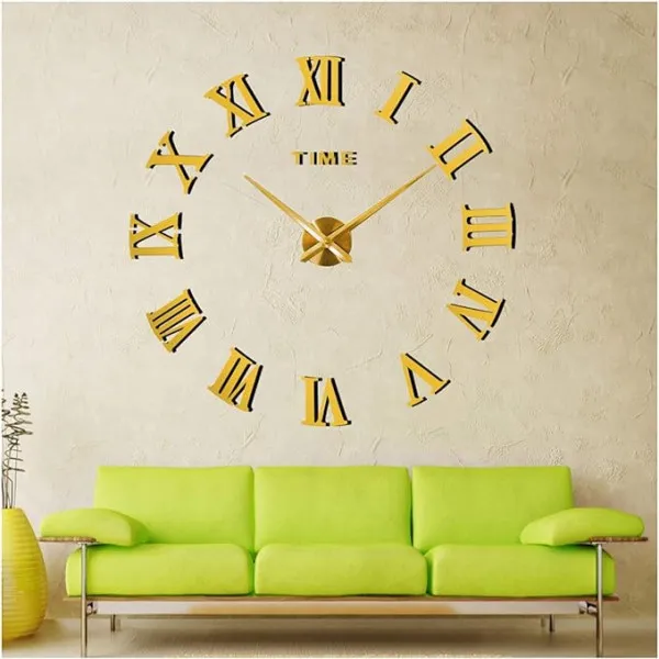 Wall Clock Sticker 3D DIY 50-120cm ZH019 Gold