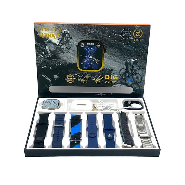 Smartwatch ZT07 Ultra Max 2,20" 49 χιλιοστών + Bluetooth HandsFree  Δώρο + τζαμάκι προστατευτικό Ασύρματη φόρτιση Αδιάβροχο 10 +1 σετ ανδρικό γυναικείο Μπλε
