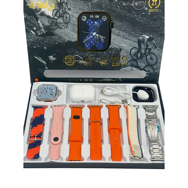 Smartwatch ZT07 Ultra Max 2,20" 49 χιλιοστών + Bluetooth HandsFree  Δώρο + τζαμάκι προστατευτικό Ασύρματη φόρτιση Αδιάβροχο 10 +1 σετ ανδρικό γυναικείο Πορτοκαλί
