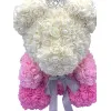 Αρκουδάκι Mohicans από τεχνητά τριαντάφυλλα Love Bear τρίχρωμο με κορώνα 40cm 0988-5 Ροζ