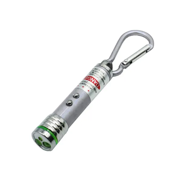 LED Mini Φακός - Μπρελόκ - Laser BL-1001 Ασημί