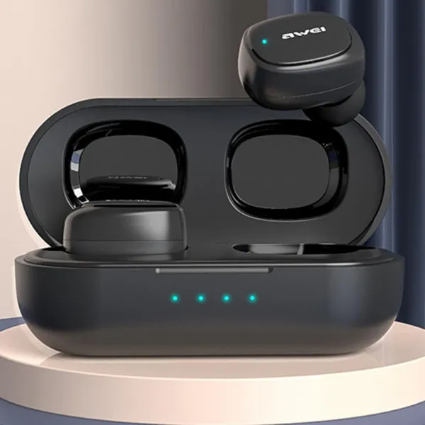 Ακουστικά Earbud Bluetooth Handsfree με Αντοχή στον Ιδρώτα και Θήκη Φόρτισης Awei T13 Pro Μαύρα