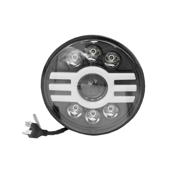 LED Στρογγυλός Αδιάβροχος Προβολέας Αυτοκινήτου 7'' 12-24V με Βύσμα H4 Ψυχρό Λευκό - Πορτοκαλί