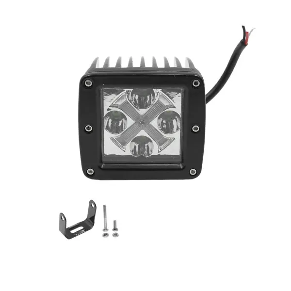 LED Τετράγωνος Αδιάβροχος Προβολέας Αυτοκινήτου 12-24V 8cm με Ψυχρό Λευκό - Πορτοκαλί Φωτισμό Μαύρος