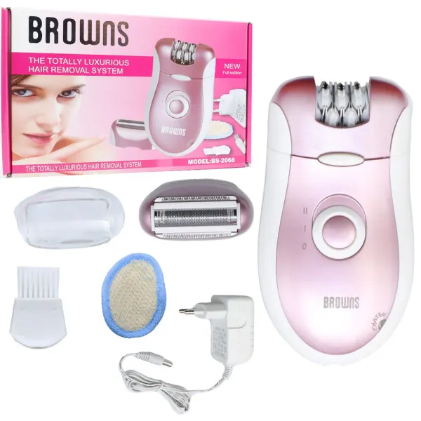 Επαναφορτιζόμενο Σετ Αποτρίχωσης Epilator για Σώμα Browns BS-2068 Ροζ-Λευκό