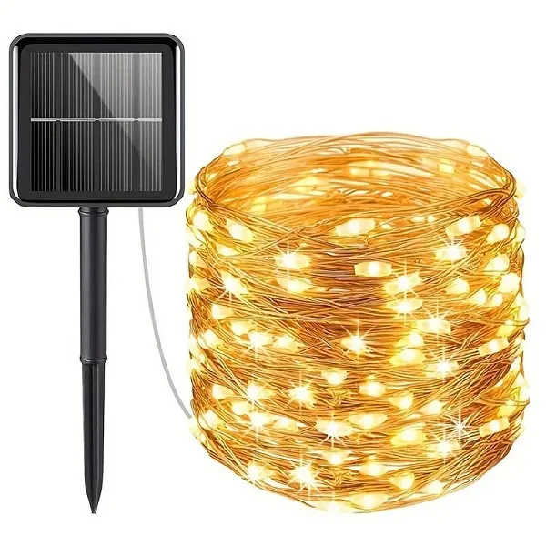 100 LED Ηλιακά Χριστουγεννιάτικα Φωτάκια από Αδιάβροχο Χάλκινο Σύρμα 10μ. BX-034 (Σε Ζεστό, Λευκό,και πολύχρωμο χρώμα)