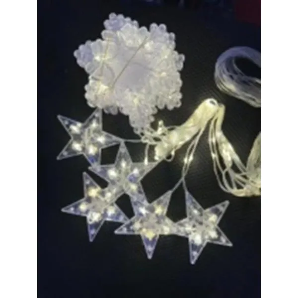 Χριστουγεννιάτικα Φωτάκια 3.6x0.8m Κουρτίνα Αστέρια Νιφάδες BX-028 Θερμό χρώμα