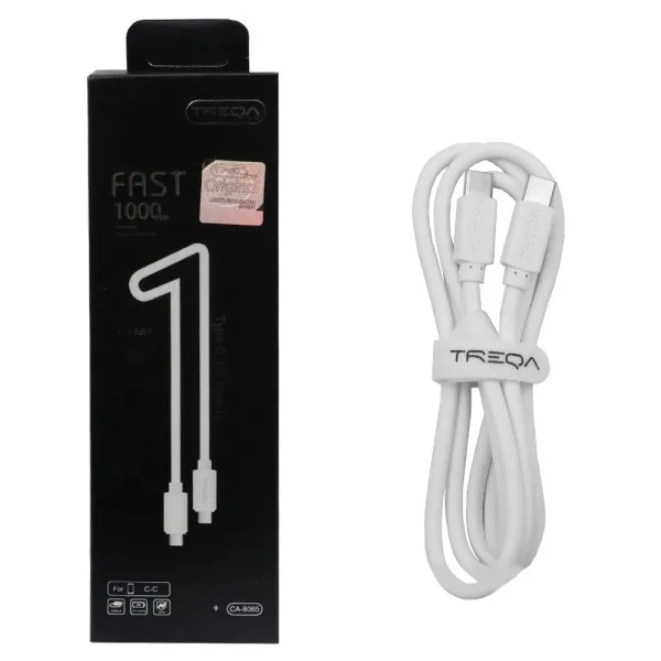 Καλώδιο Γρήγορης Φόρτισης και Μεταφοράς Δεδομένων 1m Type-c σε Type-c Treqa CA-8065 Λευκό