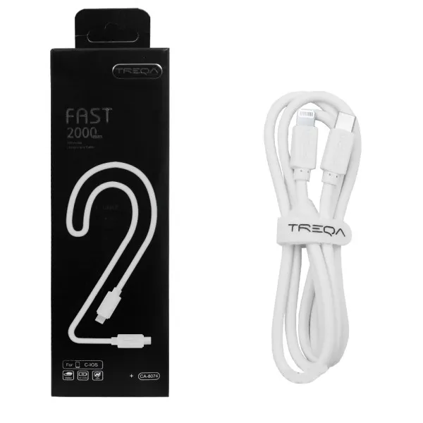 Καλώδιο Γρήγορης Φόρτισης και Μεταφοράς Δεδομένων 2m Type-c σε Lightning Treqa CA-8074 Λευκό