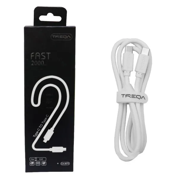 Καλώδιο Γρήγορης Φόρτισης και Μεταφοράς Δεδομένων 2m Type-c σε Type-c Treqa CA-8075 Λευκό