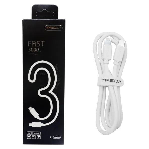 Καλώδιο Γρήγορης Φόρτισης και Μεταφοράς Δεδομένων 3m Type-c σε Lightning Treqa CA-8084 Λευκό