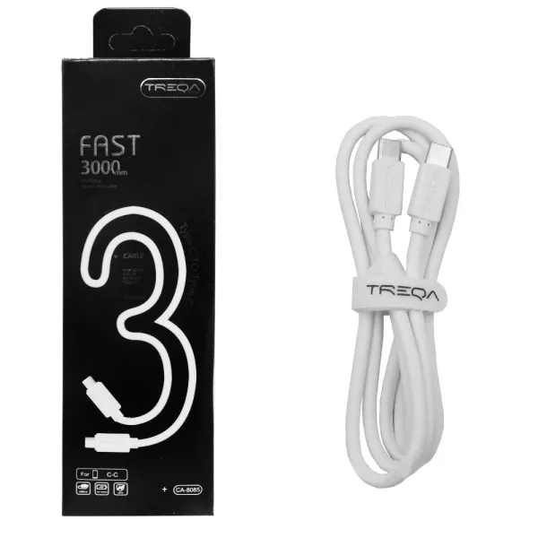 Καλώδιο Γρήγορης Φόρτισης και Μεταφοράς Δεδομένων 3m Type-c σε Type-c Treqa CA-8085 Λευκό