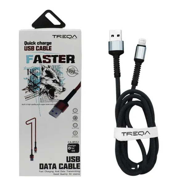 Καλώδιο Γρήγορης Φόρτισης και Μεταφοράς Δεδομένων 1m USB 3.1A σε Lightning Treqa CA-8552-S Ασημί - Μπλε