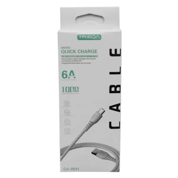 Καλώδιο Γρήγορης Φόρτισης 6A και Μεταφοράς Δεδομένων 1m USB σε Micro USB Treqa CA-8641 Λευκό