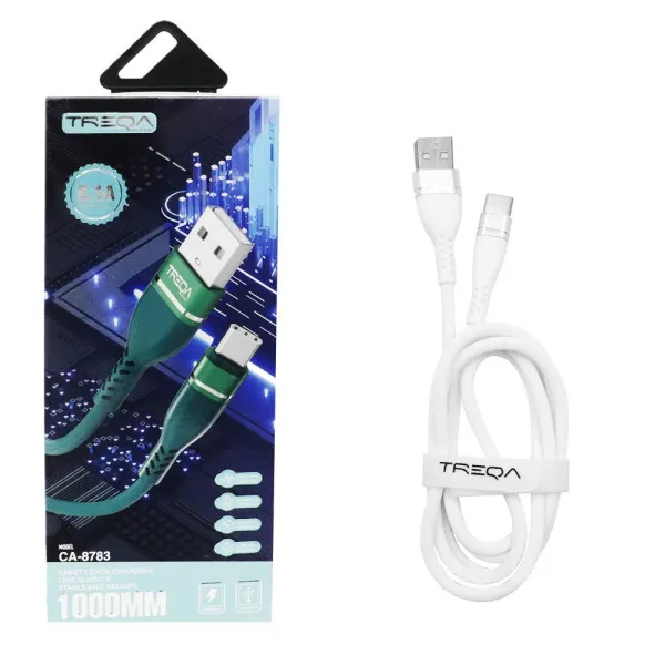 Καλώδιο Γρήγορης Φόρτισης 5.1A και Μεταφοράς Δεδομένων 1m USB σε Type-C Treqa CA-8783 Λευκό