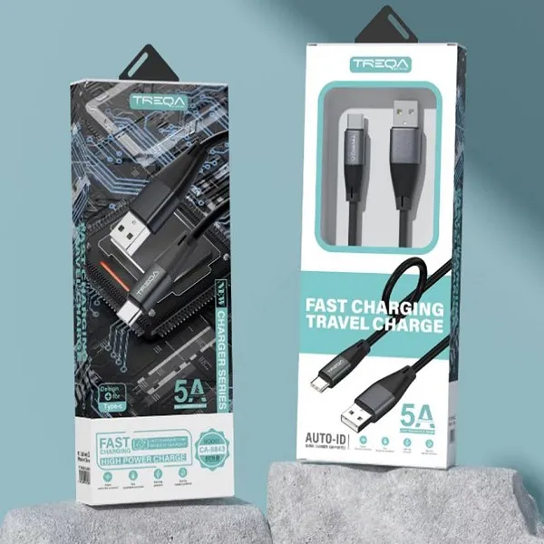 Καλώδιο γρήγορης φόρτισης 5A με ακροδέκτη Type-C 1m CA8843 Μαύρο