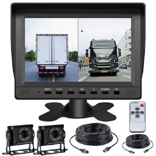 Έγχρωμο TFT LED Διπλής οθόνης Μόνιτορ 7'' φορτηγού Με 2 Εισόδους Video, Τηλεχειριστήριο και 2 κάμερες με δυνατότητα καταγραφής νυχτερινής όρασης CAR7006STM