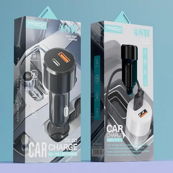 Διπλός Φορτιστής Αναπτήρα Αυτοκινήτου Ταχείας Φόρτισης 12V - 30V με 1 Θύρα USB-A QC 3.0 και 1 Θύρα PD 30W CC-327 Λευκός